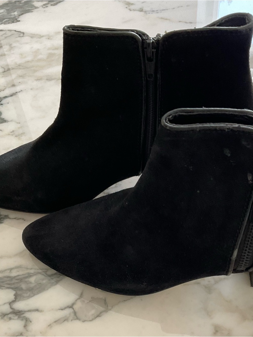 Black Suede Pointed Toe Ankle Booties